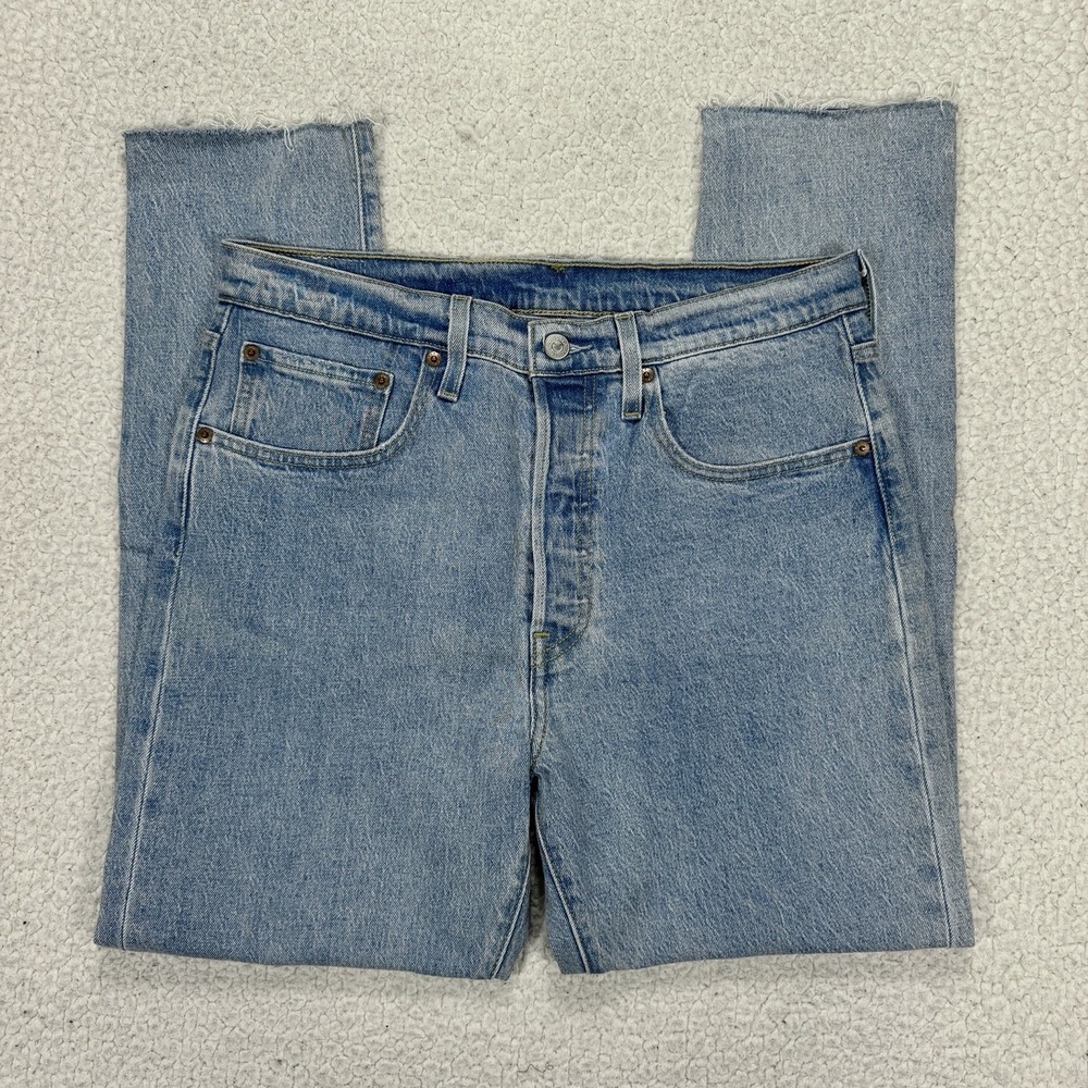 Levi's 501 S Skinny Women's 31x28 Raw Hem Jeans Light Wash Streetwear Y2K Grunge